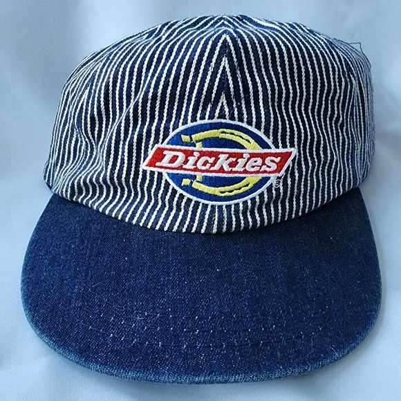 Dickies Original Embroidered‎ Striped Denim Baseball Hat Vintage Snapback Cap - Picture 1 of 7